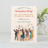Invitation Fête de fin d'études modifiable (Debout devant)