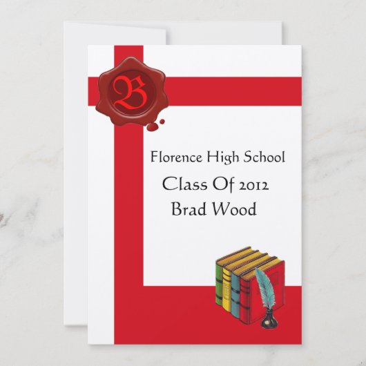 Invitation FÊTE DE FIN D'ÉTUDES, Monogramme de cire blanche r (Devant)