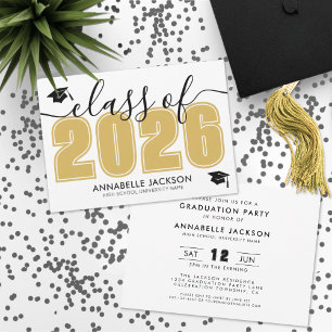 Invitation Fête de fin d'études Noir et Or