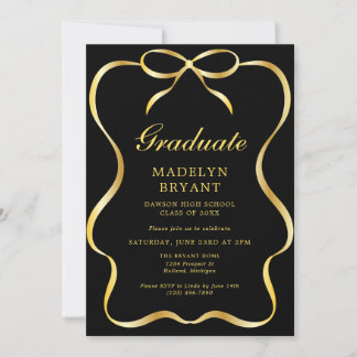 Invitation Fête de fin d'études Noir et Or