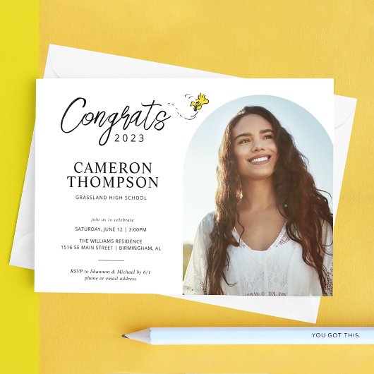 Invitation Fête de fin d'études Peanuts Woodstock | Invitatio