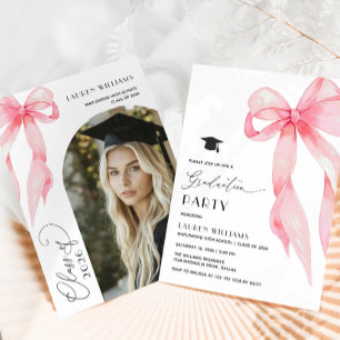 Invitation Fête de fin d'études Photo Arc rose
