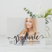Invitation Fête de fin d'études Photo rose Script Diplômé (Debout devant)