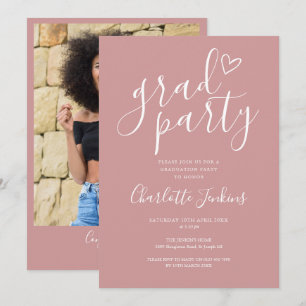 Invitation Fête de fin d'études Rose Poussiéreuse Chic Photo
