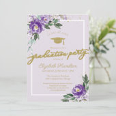 Invitation Fête de fin d'études secondaires Fleur violet (Debout devant)
