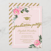 Invitation Fête de fin d'études secondaires Hot rose Floral (Devant / Derrière)