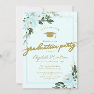 Invitation Fête de fin d'études secondaires Or Téalu Floral