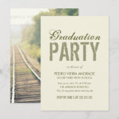 Invitation Fête de fin d'études secondaires Photo Vert Beige (Devant / Derrière)