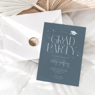 Invitation Fête de fin d'études Stars Typographie Moderne sur