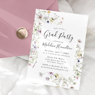 Invitation Fête de fin d'études Subtle Wildflowers