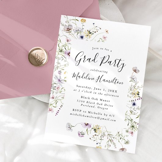 Invitation Fête de fin d'études Subtle Wildflowers