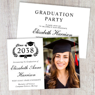 Invitation Fête de fin d'études supérieures avec un script él