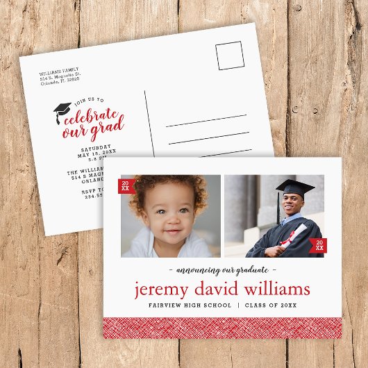 Invitation fête de fin d'études Then and Now 2 Pho