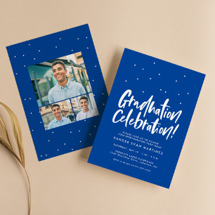 Invitation Fête de fin d'études trois photo amusante confetti