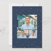 Invitation Fête de fin d'études trois photo fun navy confetti (Dos)