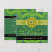 Invitation Fête de fin d'études Vagues Vertes de Prospérité (Devant / Derrière)