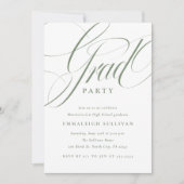 Invitation Fête de fin d'études verte avec un script fantaisi (Devant)