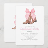 Invitation Fête de fin d'études Western Rose (Devant / Derrière)
