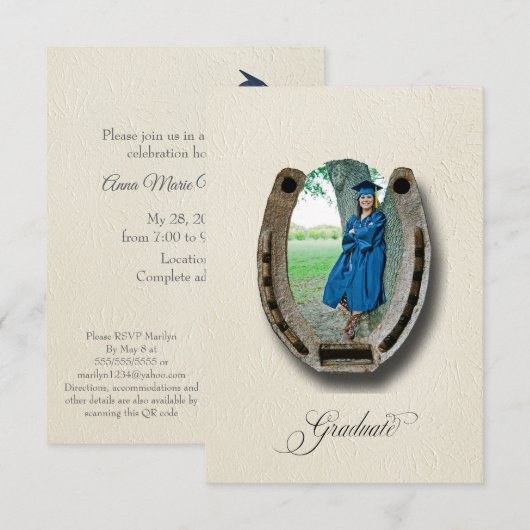 Invitation Fête de fin d'études Western rustique (Devant / Derrière)