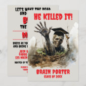 Invitation Fête de fin d'études zombie (Devant / Derrière)