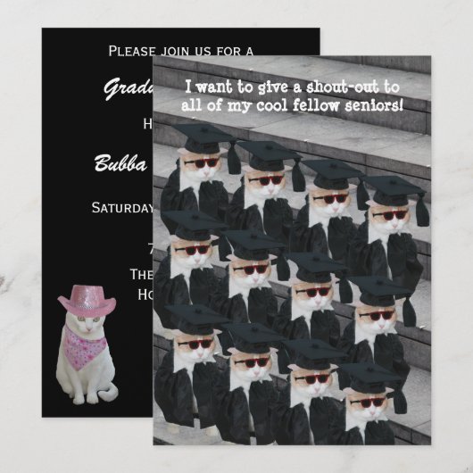 Invitation Fête de finalisation de chats amusants (Devant / Derrière)