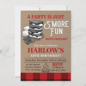 Invitation Fête de Flannel S'mores Buffalo Plaid Anniversaire (Devant)