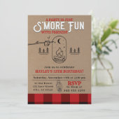 Invitation Fête de Flannel S'mores Buffalo Plaid Anniversaire (Debout devant)