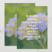 Invitation Fête de Fleur d'Hydrange Bleue  (Devant / Derrière)