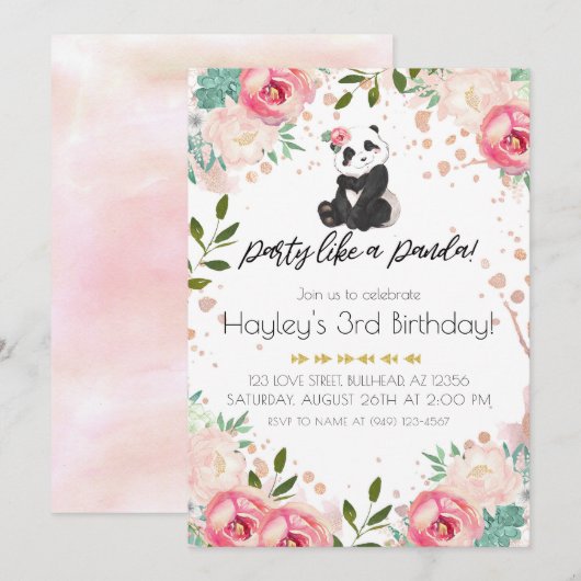 Invitation Fête de fleurs bohèmes comme un anniversaire de pa (Devant / Derrière)