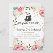 Invitation Fête de fleurs bohèmes comme un panda d'anniversai (Devant)