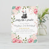 Invitation Fête de fleurs bohèmes comme un panda d'anniversai (Debout devant)