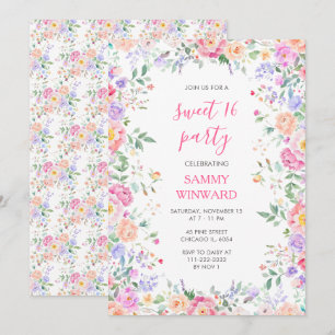 Invitation Fête de Fleurs Sauvages Rose Éblouissante pour Dou