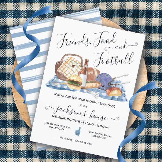 Invitation Fête de football à la maison ou Tailgate BBQ Beer