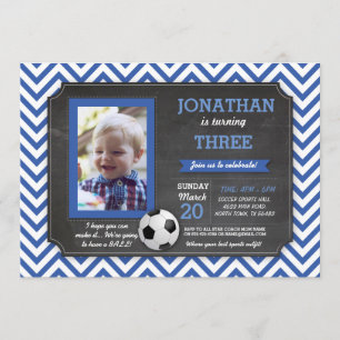 Invitation Fête de Football Foot ball Footy Anniversaire Phot