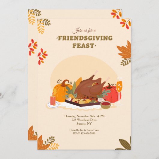Invitation Fête de Friendsgiving (Devant / Derrière)