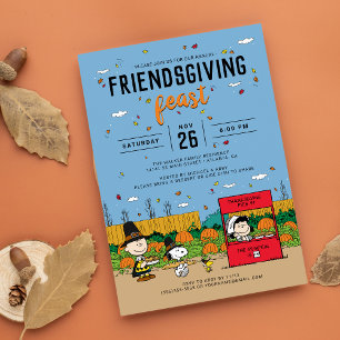 Invitation Fête de Friendsgiving avec Charlie Brown et sa ban
