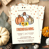 Invitation Fête de Friendsgiving de l'automne avec citrouille