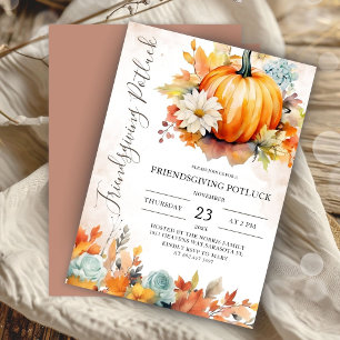 Invitation Fête de Friendsgiving moderne avec potluck