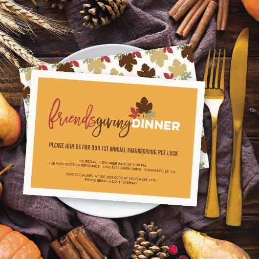 Invitation Fête de Friendsgiving Pot Luck de Thanksgiving
