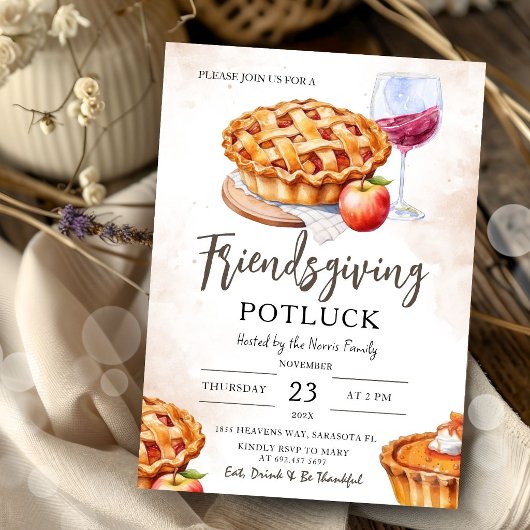 Invitation Fête de Friendsgiving Potluck