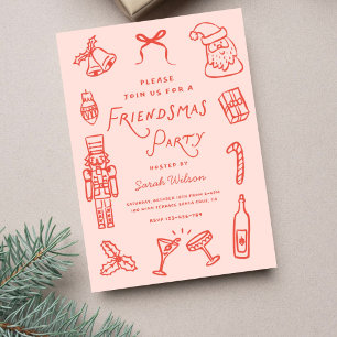 Invitation Fête de Friendsmas Noël Mignonne