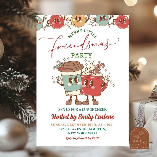 Invitation Fête de Friendsmas Rétro de Noël