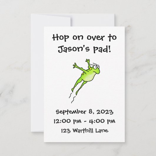 Invitation Fête de Frog (Dos)