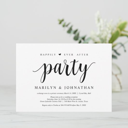 Invitation Fête de fuite heureuse pour toujours (Debout devant)