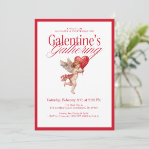 Invitation Fête de Galentine Cupid Vintage