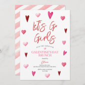 Invitation Fête de Galentine fille Brunch Dîner Saint-Valenti (Devant / Derrière)