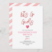 Invitation Fête de Galentine rose Brunch Dîner Saint-Valentin (Devant / Derrière)