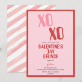 Invitation Fête de Galentine rose, brunch et amitié (Devant / Derrière)