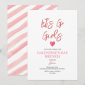 Invitation Fête de Galentine rose Saint-Valentin brunch dîner (Devant / Derrière)