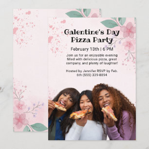 Invitation Fête de Galentine's Day Photo Pizza